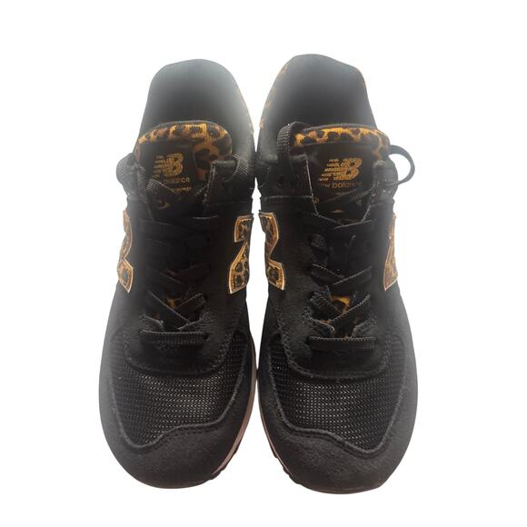 New Balance 574 Leopard Sneakers Womens 7 Cheetah Suede WL574JO2 Black Shoes - Picture 3 of 7